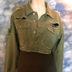 Comfortable Army free cropped jacket